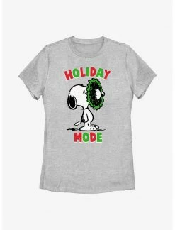 HER Peanuts Holiday Mode Snoopy Wreath Womens T-Shirt