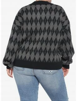 HUNIVERS Harry Potter Hogwarts Argyle Cardigan Plus Size -HER SHOP unnamed file 698