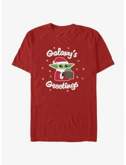 HER Star Wars The Mandalorian Santa Grogu Galaxy's Greetings T-Shirt