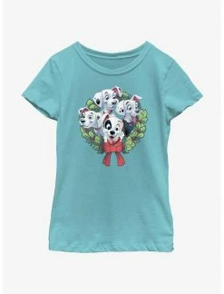 HER Disney 101 Dalmatians Puppy Christmas Wreath Youth Girls T-Shirt