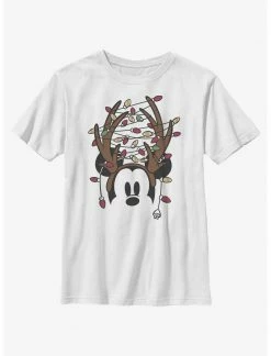 HER Disney Mickey Mouse Christmas Light Antlers Youth T-Shirt