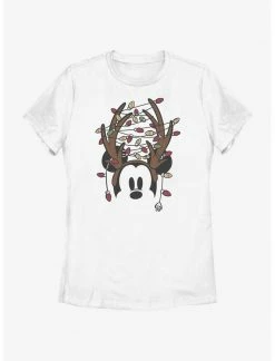 HER Disney Mickey Mouse Christmas Light Antlers Womens T-Shirt