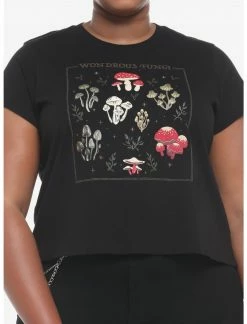 HER Dark Fungi Cottagecore Crop Girls T-Shirt Plus Size