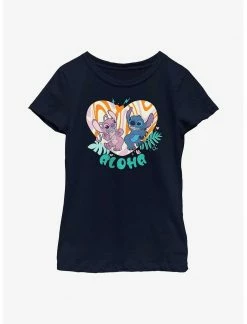HER Disney Lilo & Stitch Angel And Stitch Groovy Heart Youth Girls T-Shirt