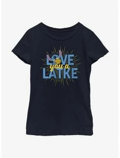 HER Disney Lilo & Stitch Hanukkah Love You A Latke Youth Girls T-Shirt
