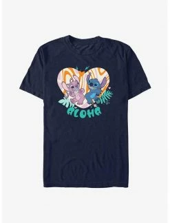 HER Disney Lilo & Stitch Angel And Stitch Groovy Heart T-Shirt