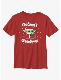 HER Star Wars The Mandalorian Santa Grogu Galaxy's Greetings Youth T-Shirt