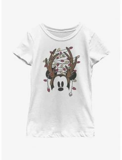 HER Disney Mickey Mouse Christmas Light Antlers Youth Girls T-Shirt