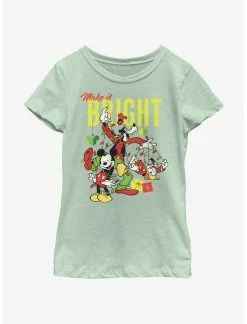 HER Disney Mickey Mouse Bright Christmas Mickey, Goofy, And Donald Youth Girls T-Shirt