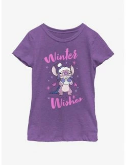 HER Disney Lilo & Stitch Angel Winter Wishes Youth Girls T-Shirt