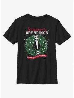 HER Disney The Nightmare Before Christmas Santa Jack Season's Creepings Wreath Youth Youth T-Shirt